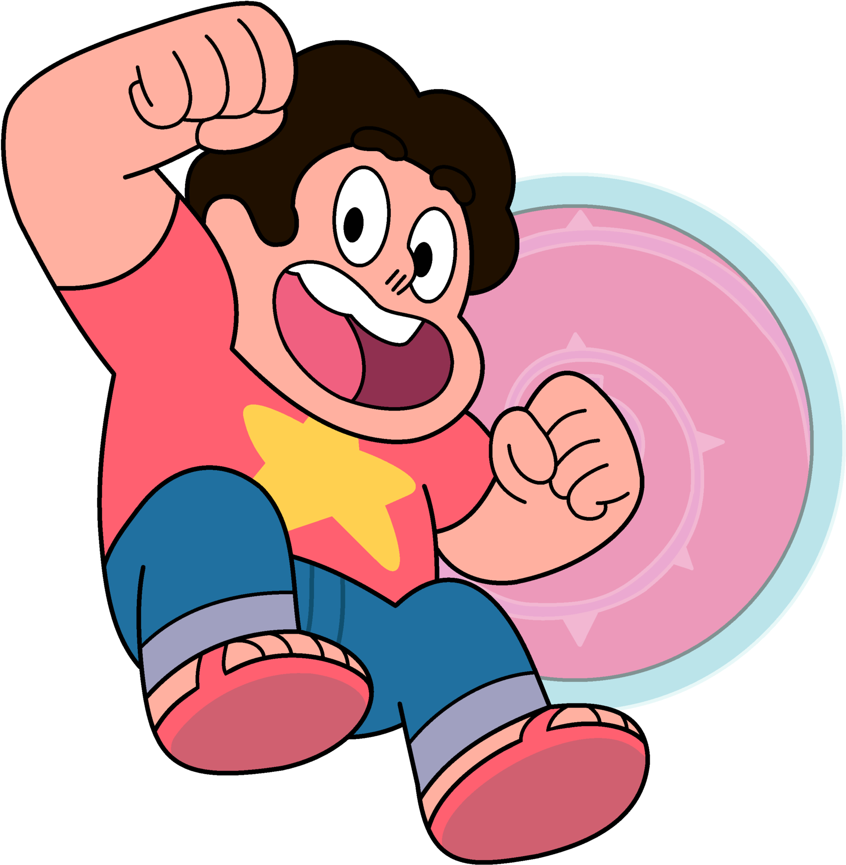 Cartoon image of Steven Universe with a shield